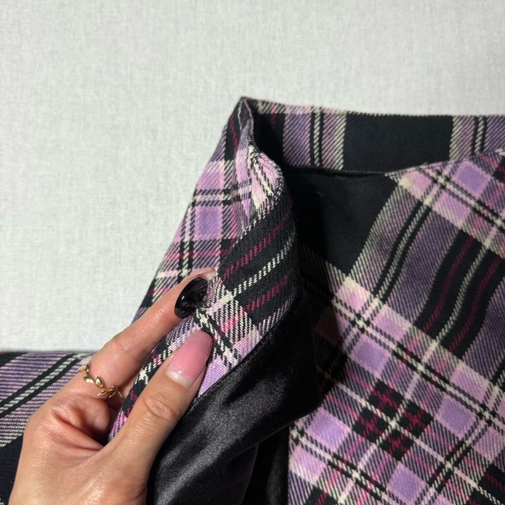 Size XS Unif Witz Pink & Black Plaid Wrap Mini Skirt - Picture 9 of 13